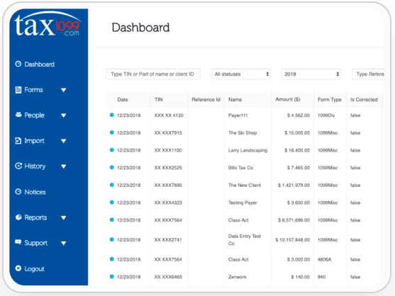 Tax1099 web interface