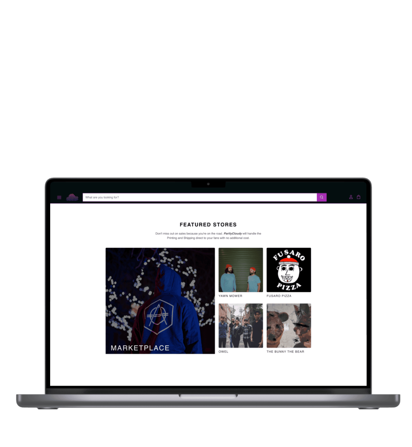 PartyCloudy laptop UI